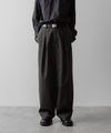 【ssstein】EASY WIDE TROUSERS (2/72 WOOL GABARDINE) - GREY KHAKI
