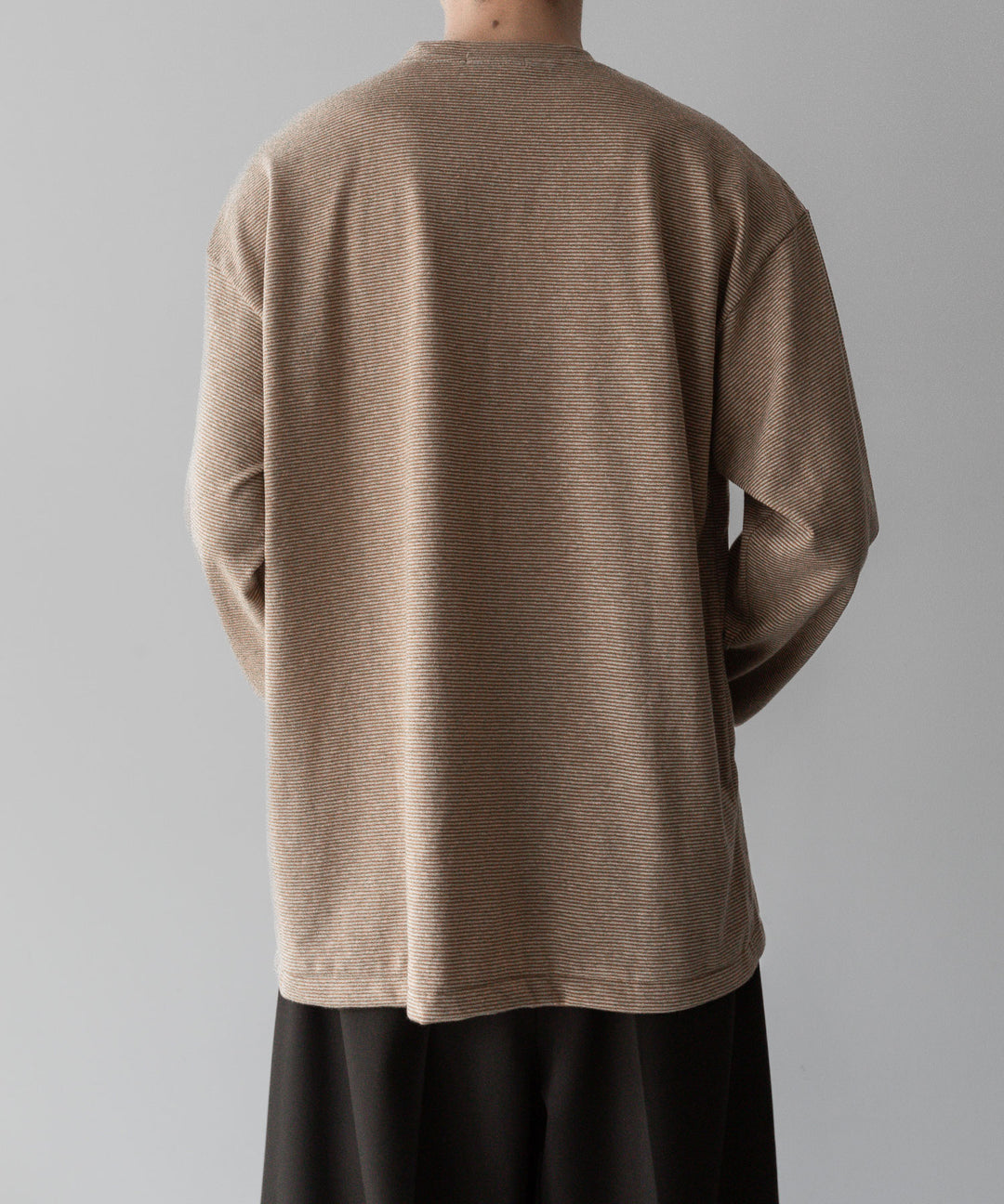 INTÉRIM - インテリムのCOTTON HEMP BORDER LONG TEEのBROWN公式通販サイトsession福岡セレクトショップ