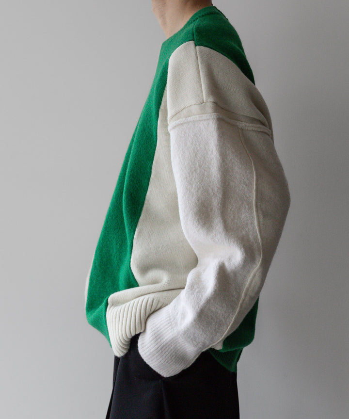 stein(シュタイン)の23AWコレクションOVERSIZED MULTI PATCHED KNIT LSのOFF × GREEN 公式通販サイトsession福岡セレクトショップ