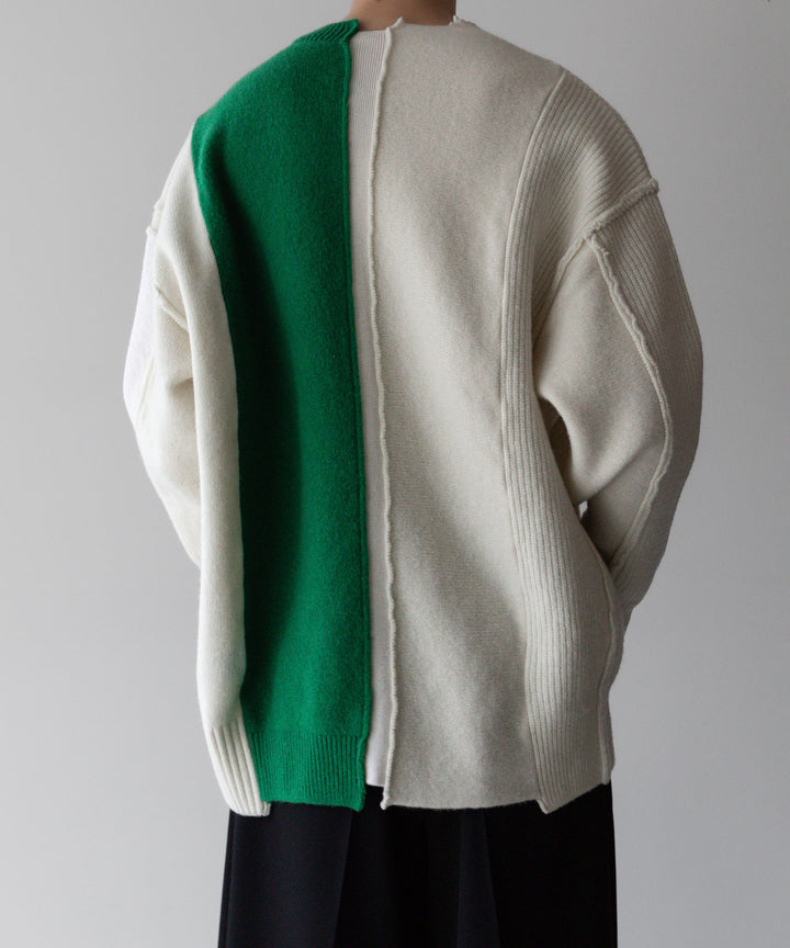 stein(シュタイン)の23AWコレクションOVERSIZED MULTI PATCHED KNIT LSのOFF × GREEN 公式通販サイトsession福岡セレクトショップ