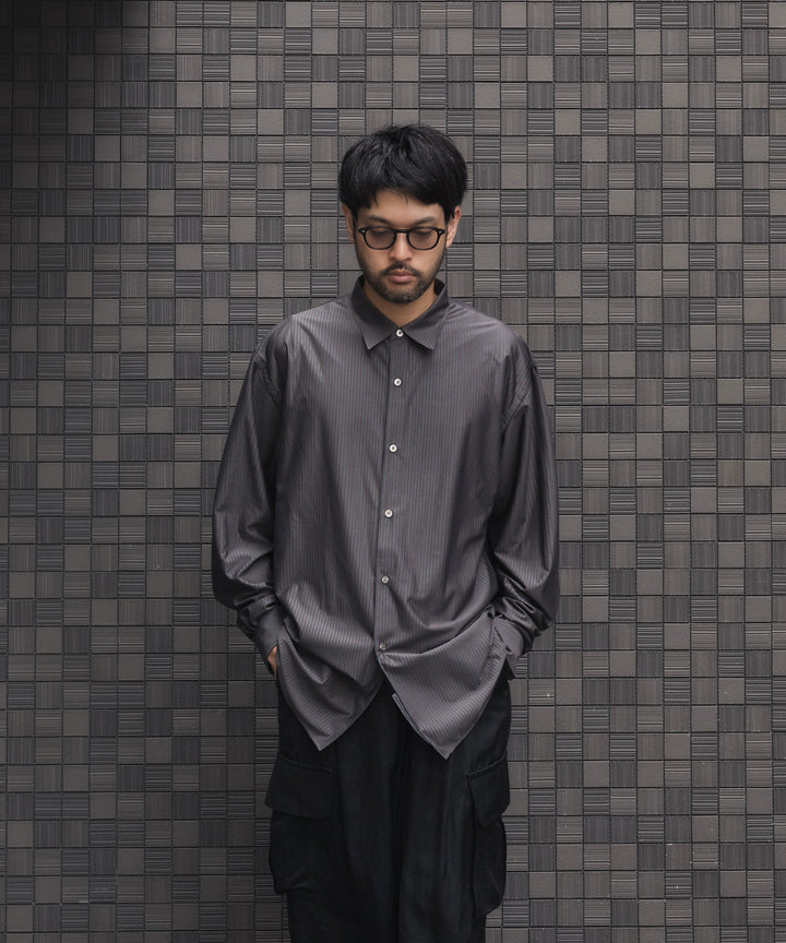 KANEMASA PHIL. カネマサフィルの46G STRIPE MODEST SHIRTのCHARCOAL BROWN 公式通販サイトsession福岡セレクトショップ