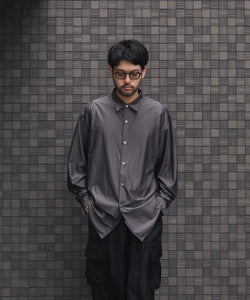KANEMASA PHIL.】46G STRIPE MODEST SHIRT - CHARCOAL BROWN | 公式