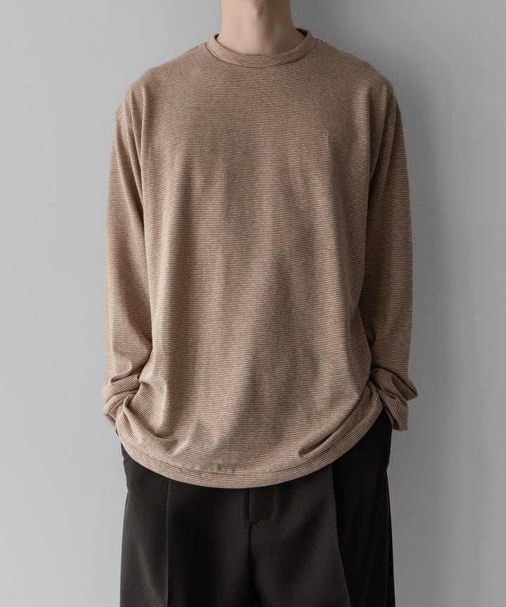 INTÉRIM - インテリムのCOTTON HEMP BORDER LONG TEEのBROWN公式通販サイトsession福岡セレクトショップ
