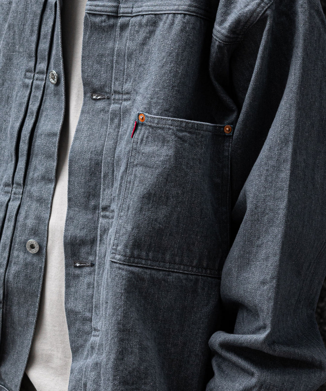 【INTÉRIM】インテリムの対戦モデルGジャン HYPER BIG WWII “1ST” SHUTTLE DENIM JACKET - GRAY