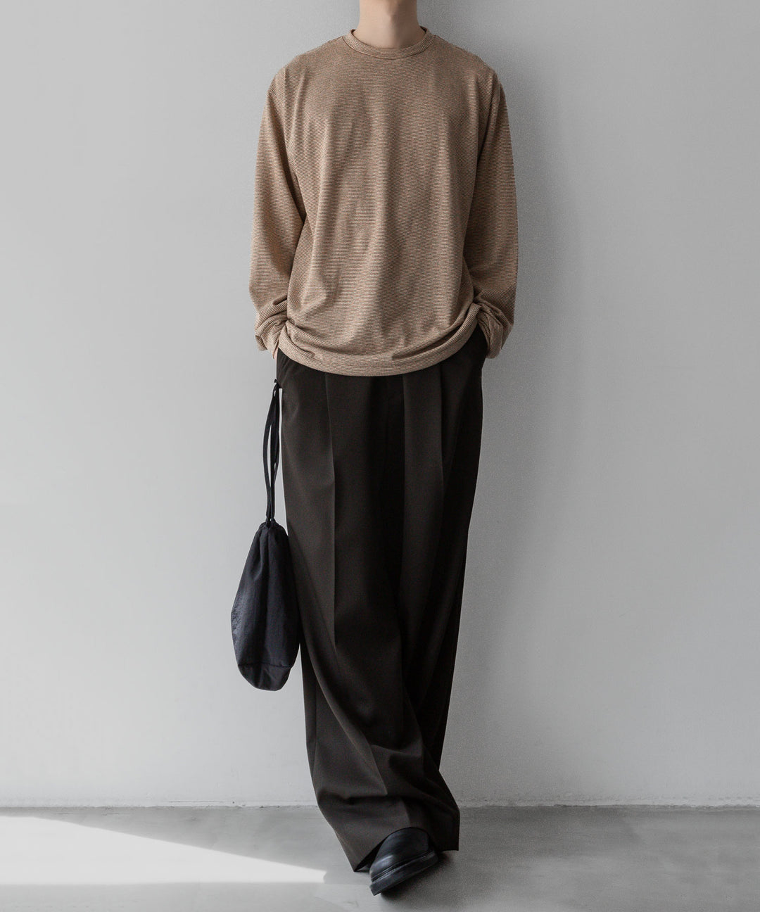 INTÉRIM - インテリムのCOTTON HEMP BORDER LONG TEEのBROWN公式通販サイトsession福岡セレクトショップ