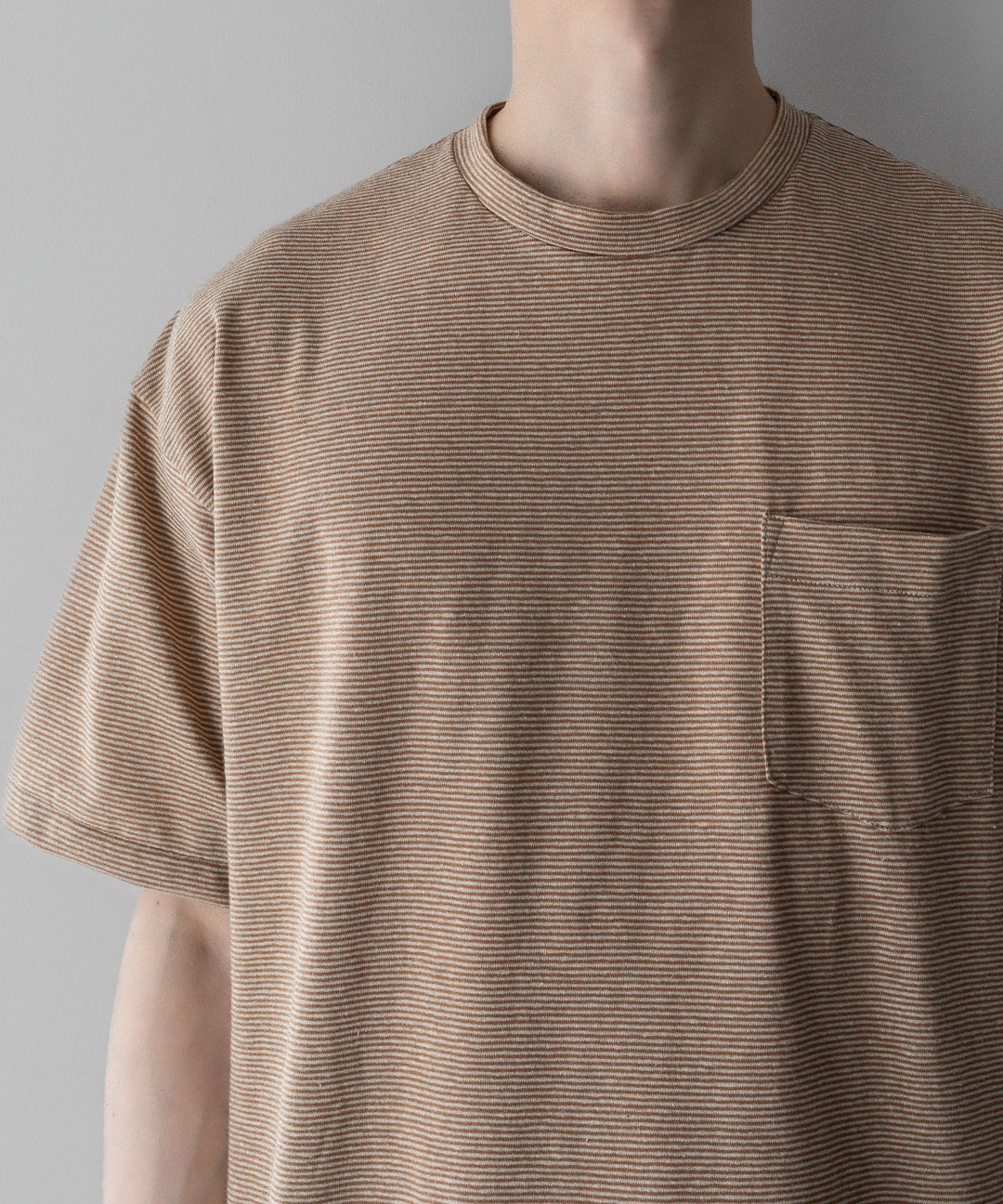 INTÉRIM - インテリムのCOTTON HEMP BORDER POCKET TEEのBROWN公式通販サイトsession福岡セレクトショップ