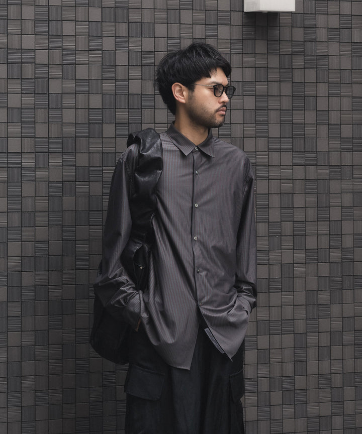 KANEMASA PHIL. カネマサフィルの46G STRIPE MODEST SHIRTのCHARCOAL BROWN 公式通販サイトsession福岡セレクトショップ