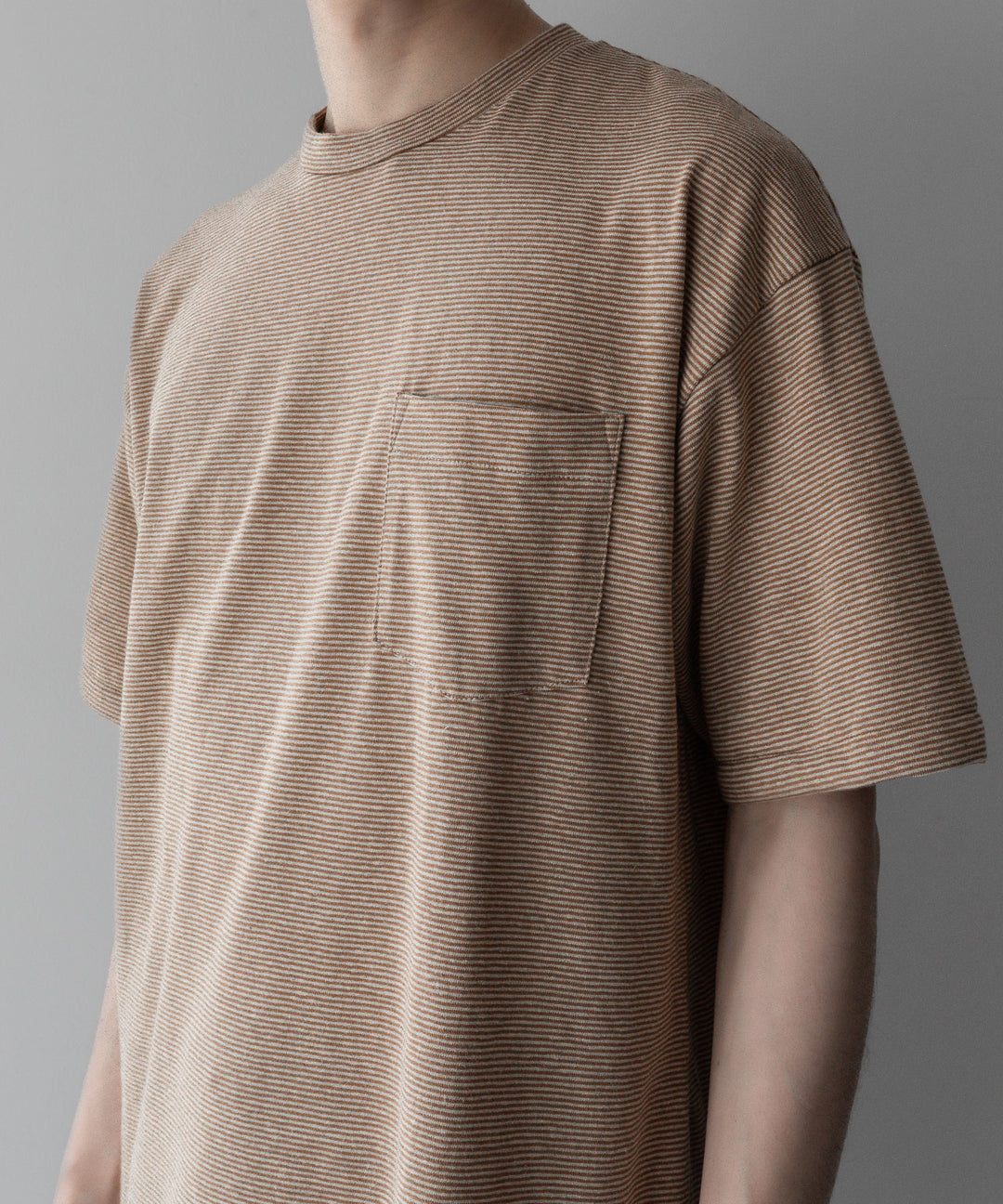 INTÉRIM - インテリムのCOTTON HEMP BORDER POCKET TEEのBROWN公式通販サイトsession福岡セレクトショップ