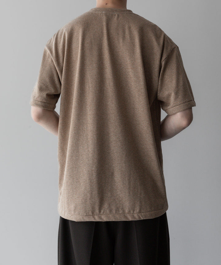 INTÉRIM - インテリムのCOTTON HEMP BORDER POCKET TEEのBROWN公式通販サイトsession福岡セレクトショップ