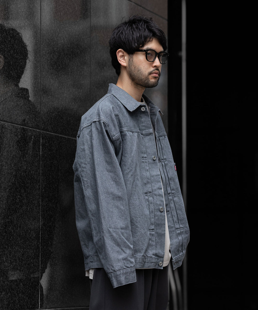 【INTÉRIM】インテリムの対戦モデルGジャン HYPER BIG WWII “1ST” SHUTTLE DENIM JACKET - GRAY