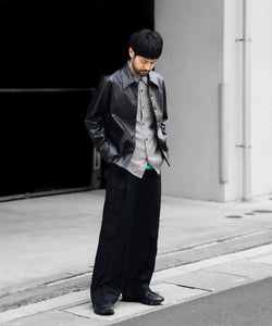 CODA / コーダ】BLACK SYNTHETIC LEATHER CUT OUT TIERED JACKET