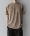 【INTÉRIM】COTTON HEMP BORDER POCKET TEE - BROWN