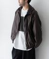 【ssstein】EXTRA LIGHT NYLON SHIRRED ZIP HOOD JACKET - DARK BROWN