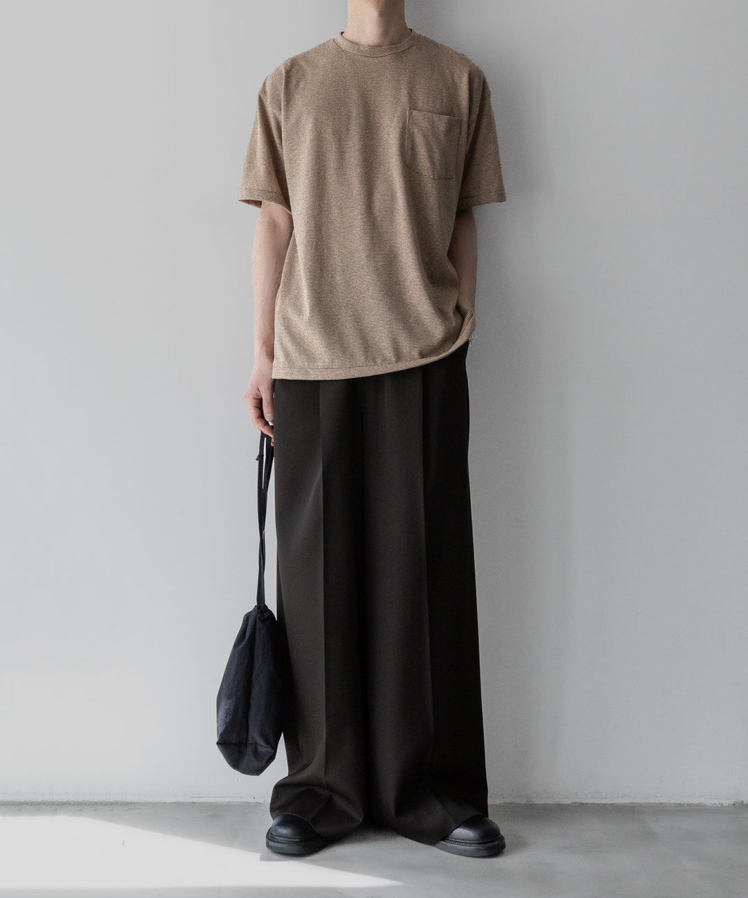 INTÉRIM - インテリムのCOTTON HEMP BORDER POCKET TEEのBROWN公式通販サイトsession福岡セレクトショップ