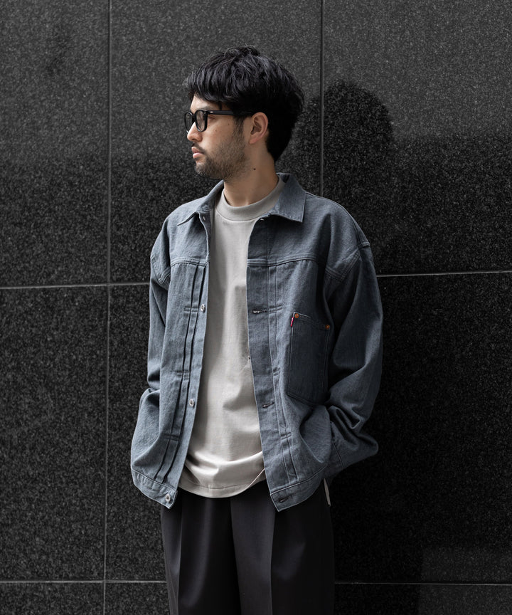 【INTÉRIM】インテリムの対戦モデルGジャン HYPER BIG WWII “1ST” SHUTTLE DENIM JACKET - GRAY