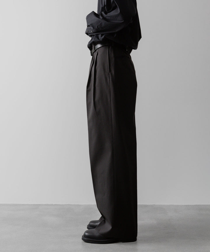 ssstein(シュタイン)の24AWコレクション LONG WIDE TROUSERS (2/72 WOOL GABARDINE) - GREY KHAKI 公式通販サイトsession福岡セレクトショップ