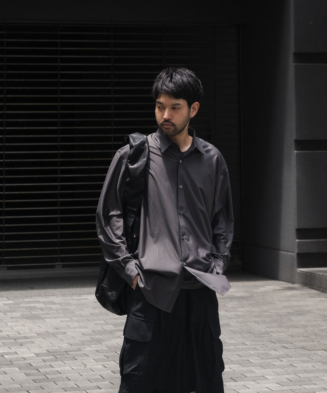 KANEMASA PHIL. カネマサフィルの46G STRIPE MODEST SHIRTのCHARCOAL BROWN 公式通販サイトsession福岡セレクトショップ