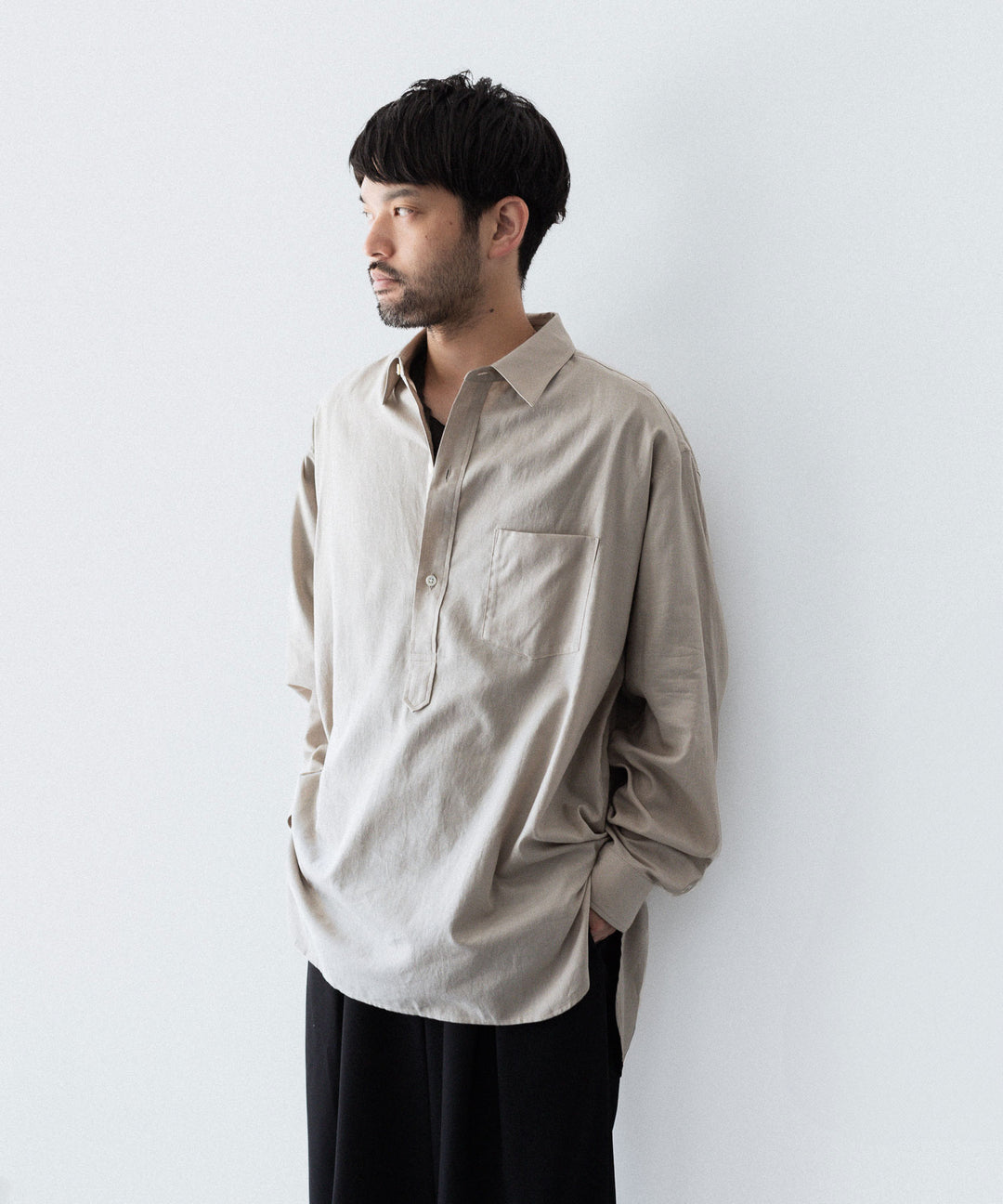 ssstein(シュタイン)のCOTTON/SILK OVERSIZED PULLOVER SHIRT - GREIGEの公式通販サイトsession福岡セレクトショップ