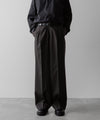 【ssstein】LONG WIDE TROUSERS (2/72 WOOL GABARDINE) - GREY KHAKI
