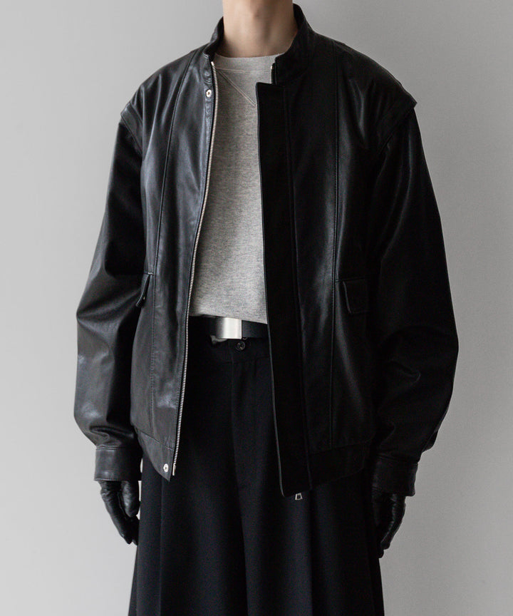 stein(シュタイン)の24SSコレクションDETACHABLE SLEEVES LEATHER BLOUSONのBLACK sessionセッション福岡セレクトショップ 公式通販サイト