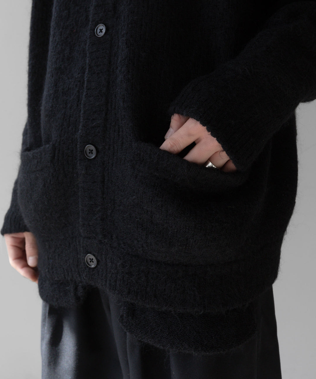 stein(シュタイン)の23AWコレクションKID MOHAIR KNIT CARDIGANのBLACK 公式通販サイトsession福岡セレクトショップ