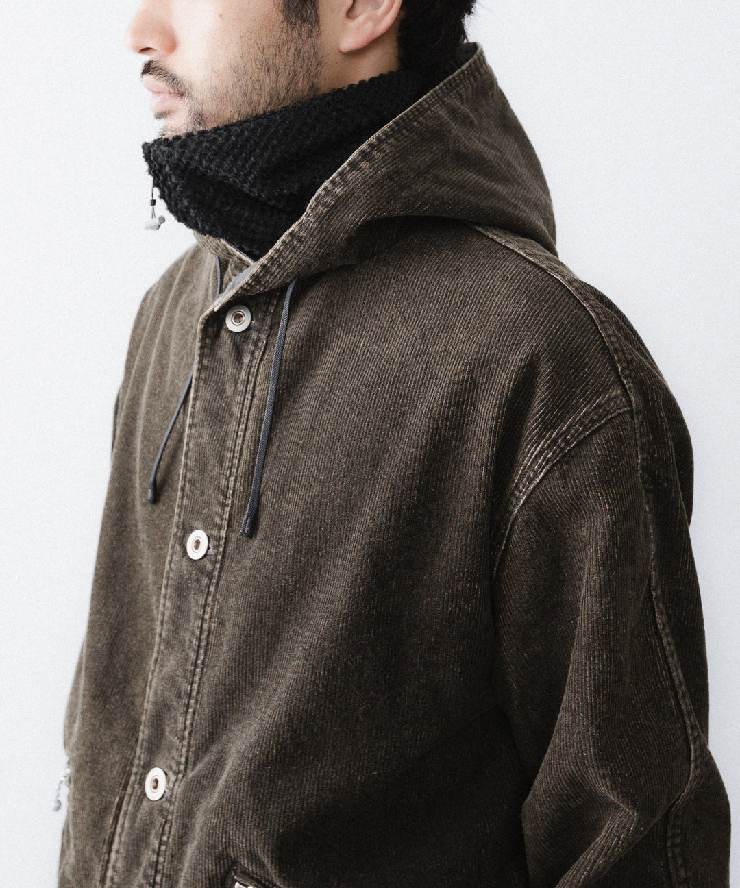 【paratrait】COATED CORDUROY PK - BLACK