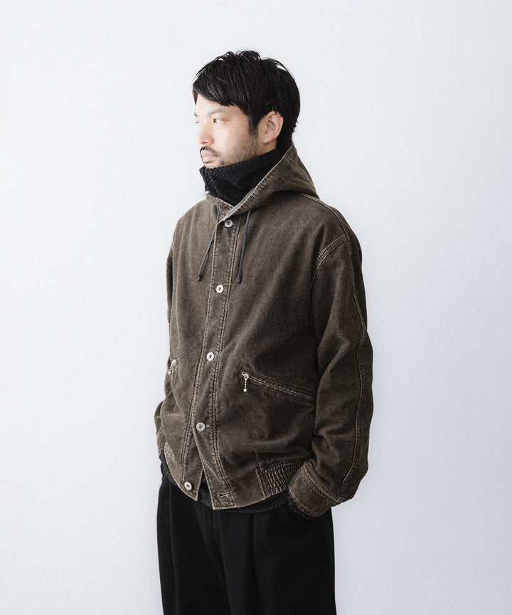 【paratrait】COATED CORDUROY PK - BLACK