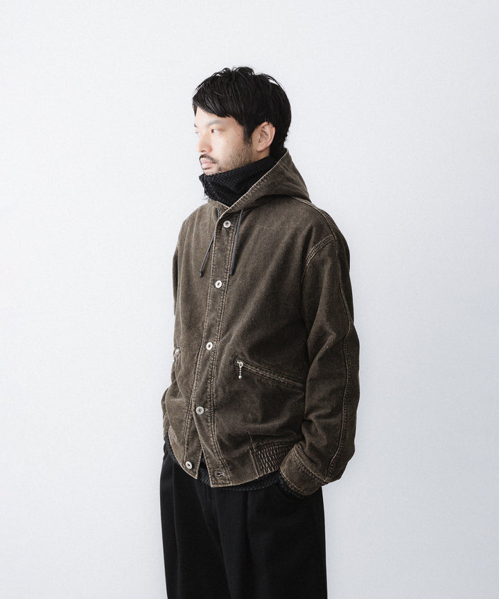 【paratrait】COATED CORDUROY PK - BLACK