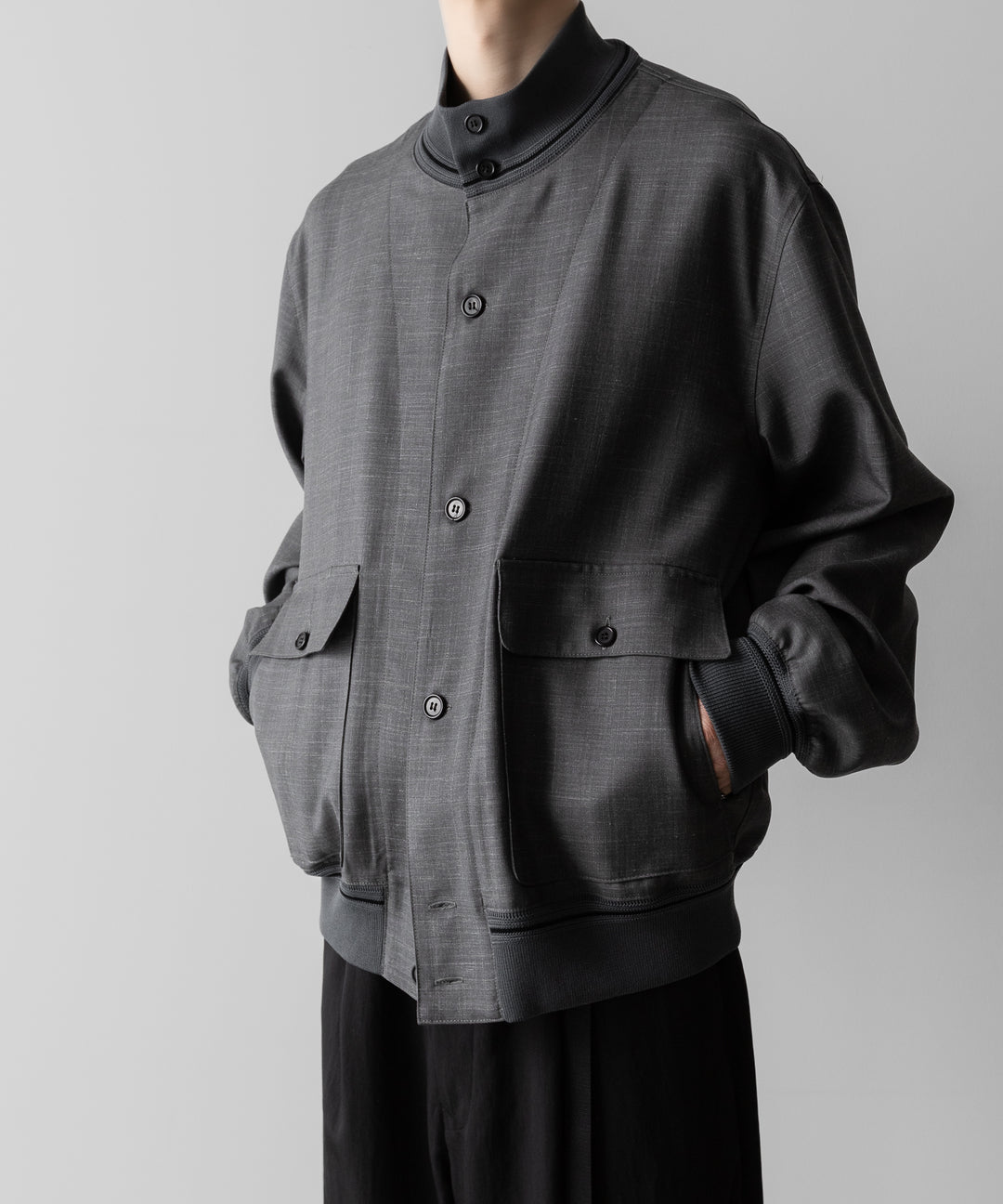 INTÉRIM(インテリム)のHYPER BIG VIRGIN WOOL SILK MOHAIR SUITING RIBBED JACKET - M.GRAY 公式通販サイトsession福岡セレクトショップ

