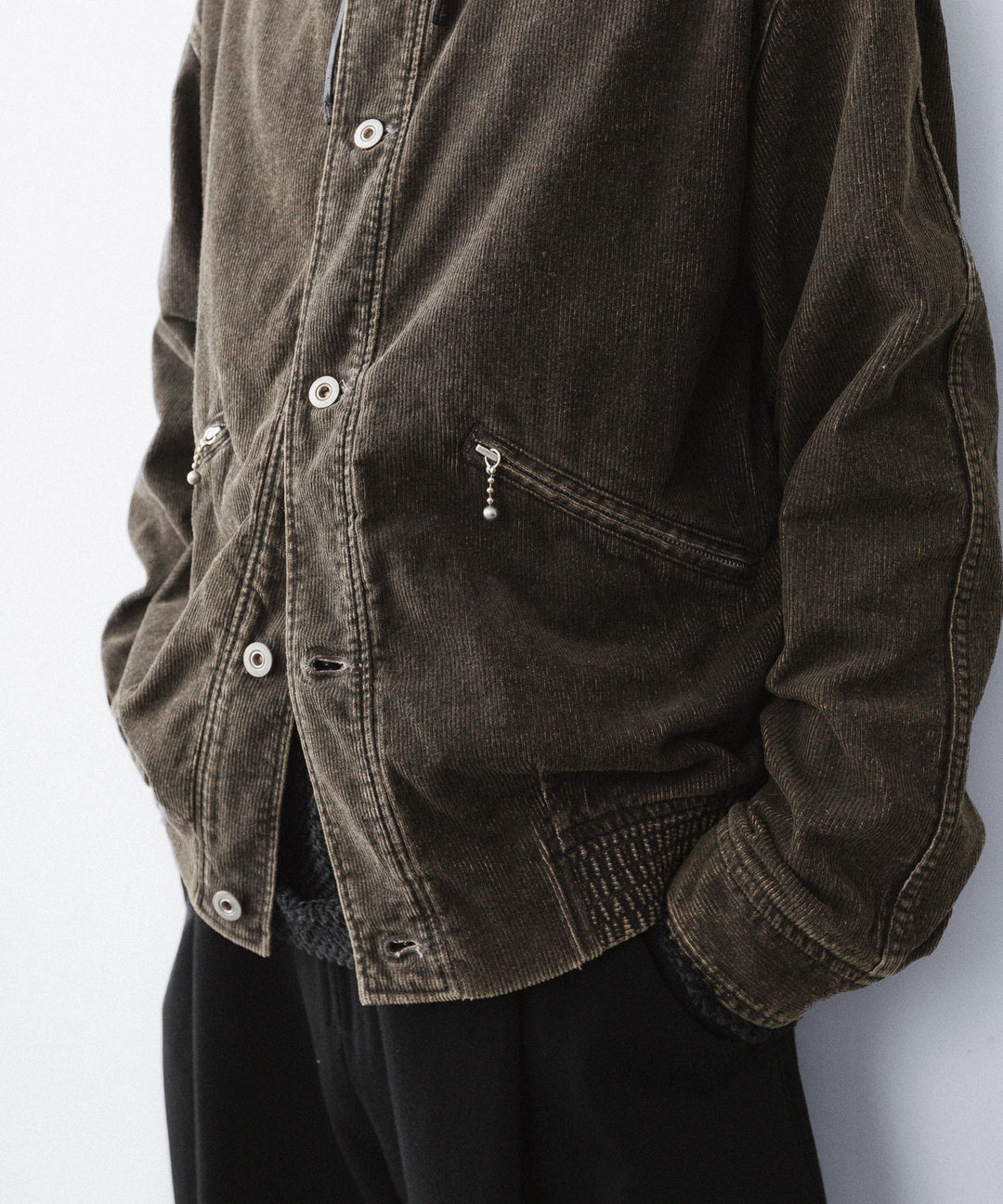 【paratrait】COATED CORDUROY PK - BLACK