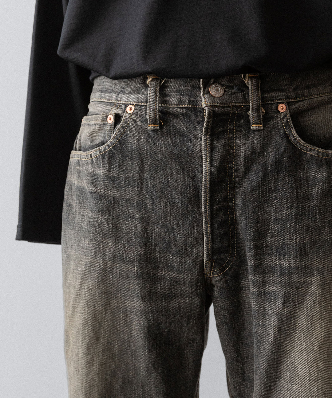 【INTÉRIM】CLASSIC VINTAGE "1947XX" SHUTTLE DENIM TROUSERS - C.BLACK