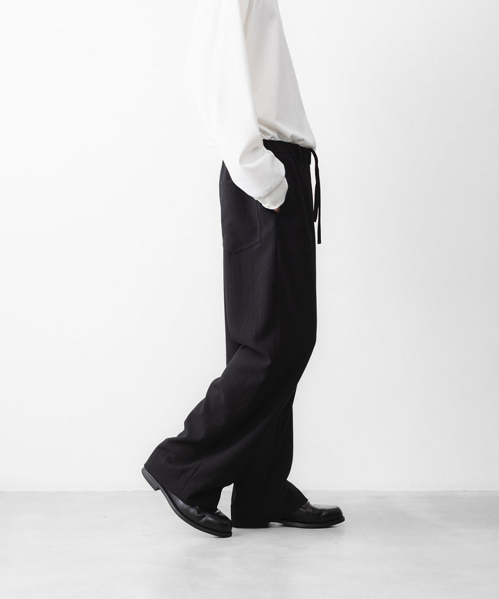 INTÉRIM - インテリムのWOOL CREPE SABLE VOILE DEADSTOCK FABRIC WIDE DRESS EASY PANTSのBLACK公式通販サイトsession福岡セレクトショップ