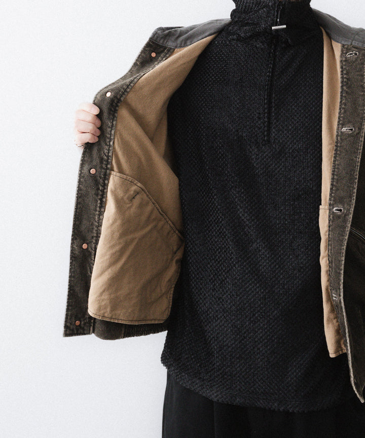 【paratrait】COATED CORDUROY PK - BLACK
