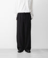 【INTÉRIM】WOOL CREPE SABLE VOILE DEADSTOCK FABRIC WIDE DRESS EASY PANTS - BLACK