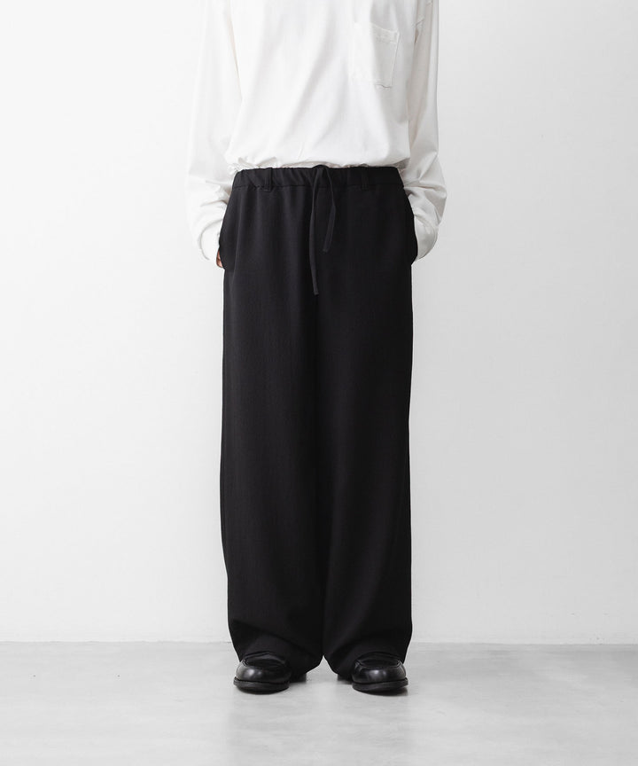 INTÉRIM - インテリムのWOOL CREPE SABLE VOILE DEADSTOCK FABRIC WIDE DRESS EASY PANTSのBLACK公式通販サイトsession福岡セレクトショップ