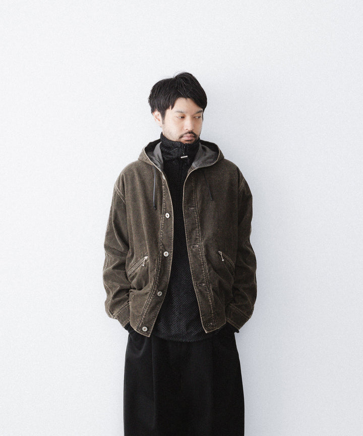 【paratrait】COATED CORDUROY PK - BLACK