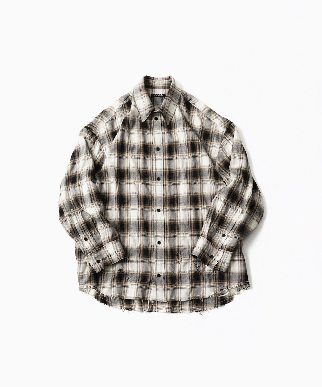 CODA -コーダのBEIGE GREY CHECKED WASHED THRASHED STRUCTURED SHIRTのBEIGE GREY CHECK公式通販サイトsession福岡セレクトショップ