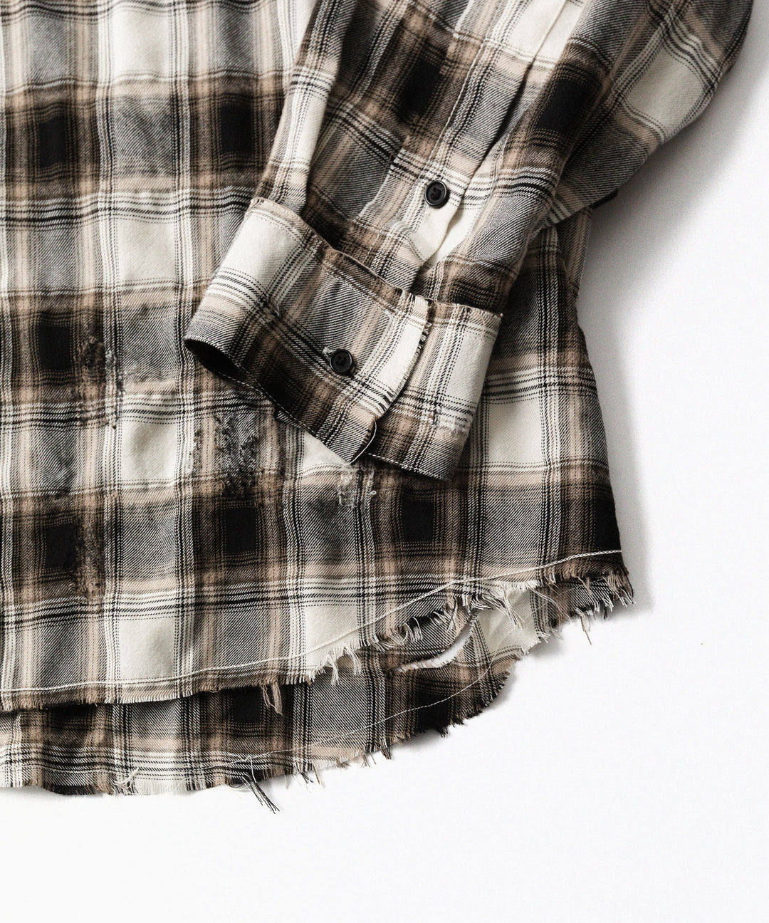 CODA -コーダのBEIGE GREY CHECKED WASHED THRASHED STRUCTURED SHIRTのBEIGE GREY CHECK公式通販サイトsession福岡セレクトショップ