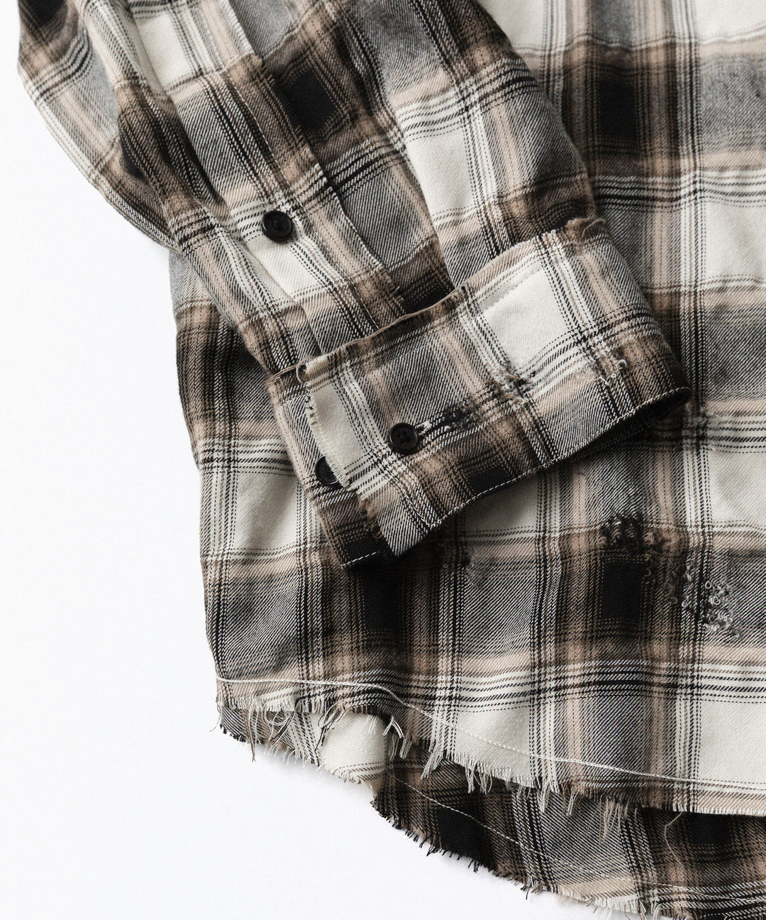 CODA -コーダのBEIGE GREY CHECKED WASHED THRASHED STRUCTURED SHIRTのBEIGE GREY CHECK公式通販サイトsession福岡セレクトショップ