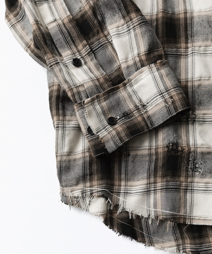 CODA -コーダのBEIGE GREY CHECKED WASHED THRASHED STRUCTURED SHIRTのBEIGE GREY CHECK公式通販サイトsession福岡セレクトショップ