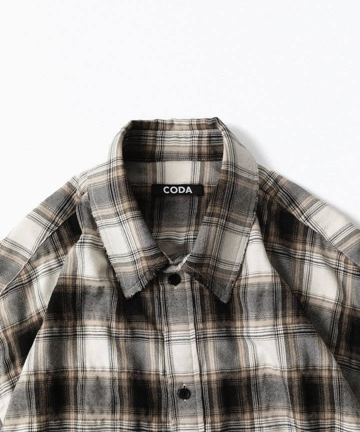 CODA -コーダのBEIGE GREY CHECKED WASHED THRASHED STRUCTURED SHIRTのBEIGE GREY CHECK公式通販サイトsession福岡セレクトショップ