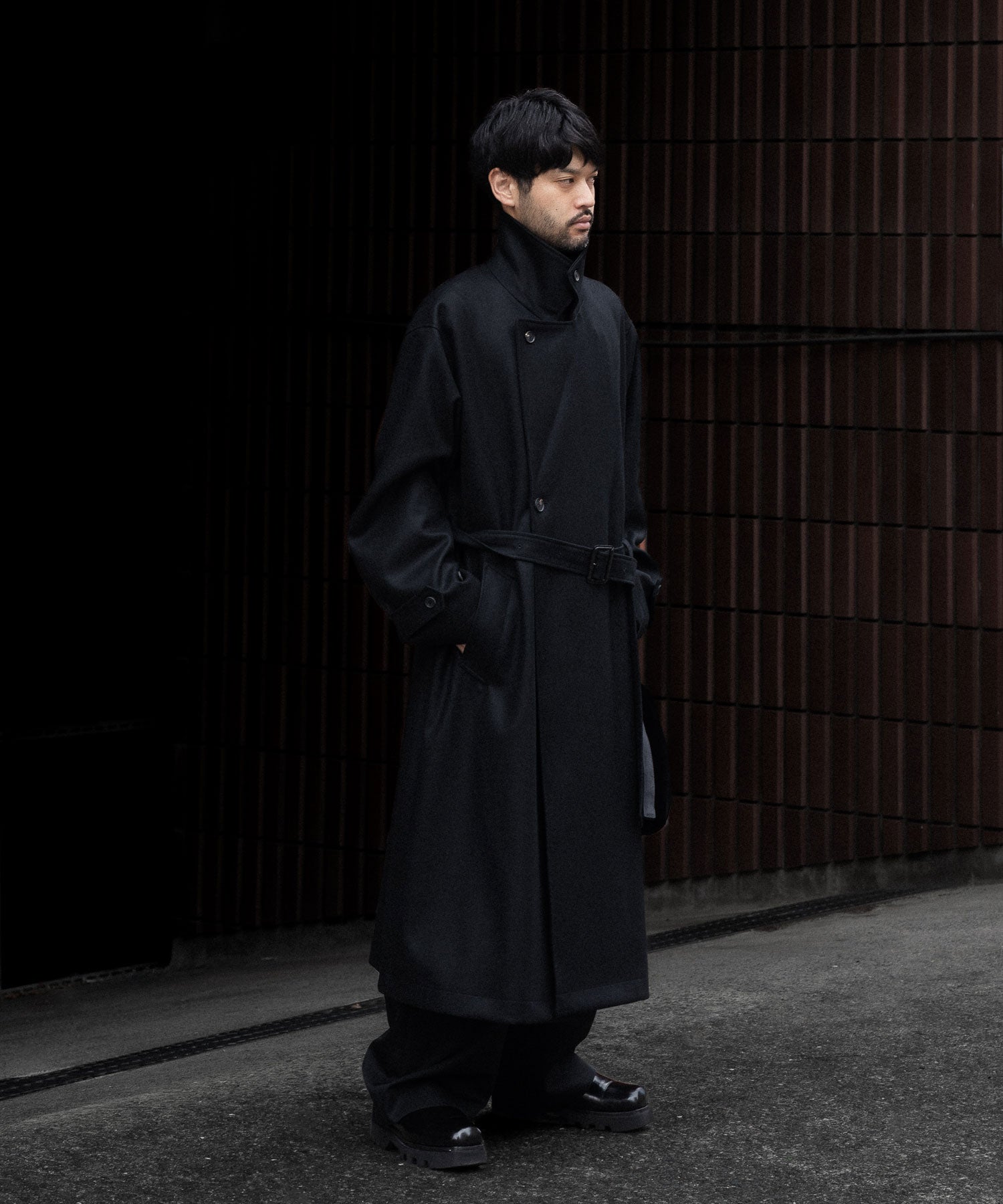 ssstein / シュタイン】W/CA BEAVER EASY WIDE TROUSERS - BLACK