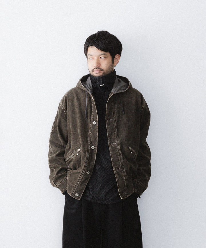 【paratrait】COATED CORDUROY PK - BLACK