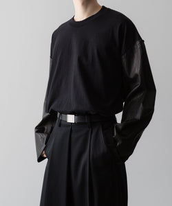  i'm here(アイムヒアー)のWASHABLE LEATHER SLEEVE : L/S T-SHIRT - BLACKの公式通販サイトsession福岡セレクトショップ