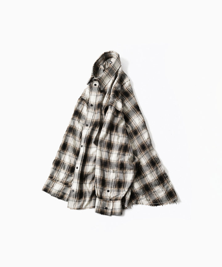 CODA -コーダのBEIGE GREY CHECKED WASHED THRASHED STRUCTURED SHIRTのBEIGE GREY CHECK公式通販サイトsession福岡セレクトショップ