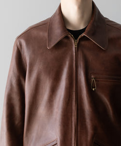 【INTÉRIM】BROWN SHEEPSKIN REVERSIBLE LEATHER JACKET - GOLD ZIP