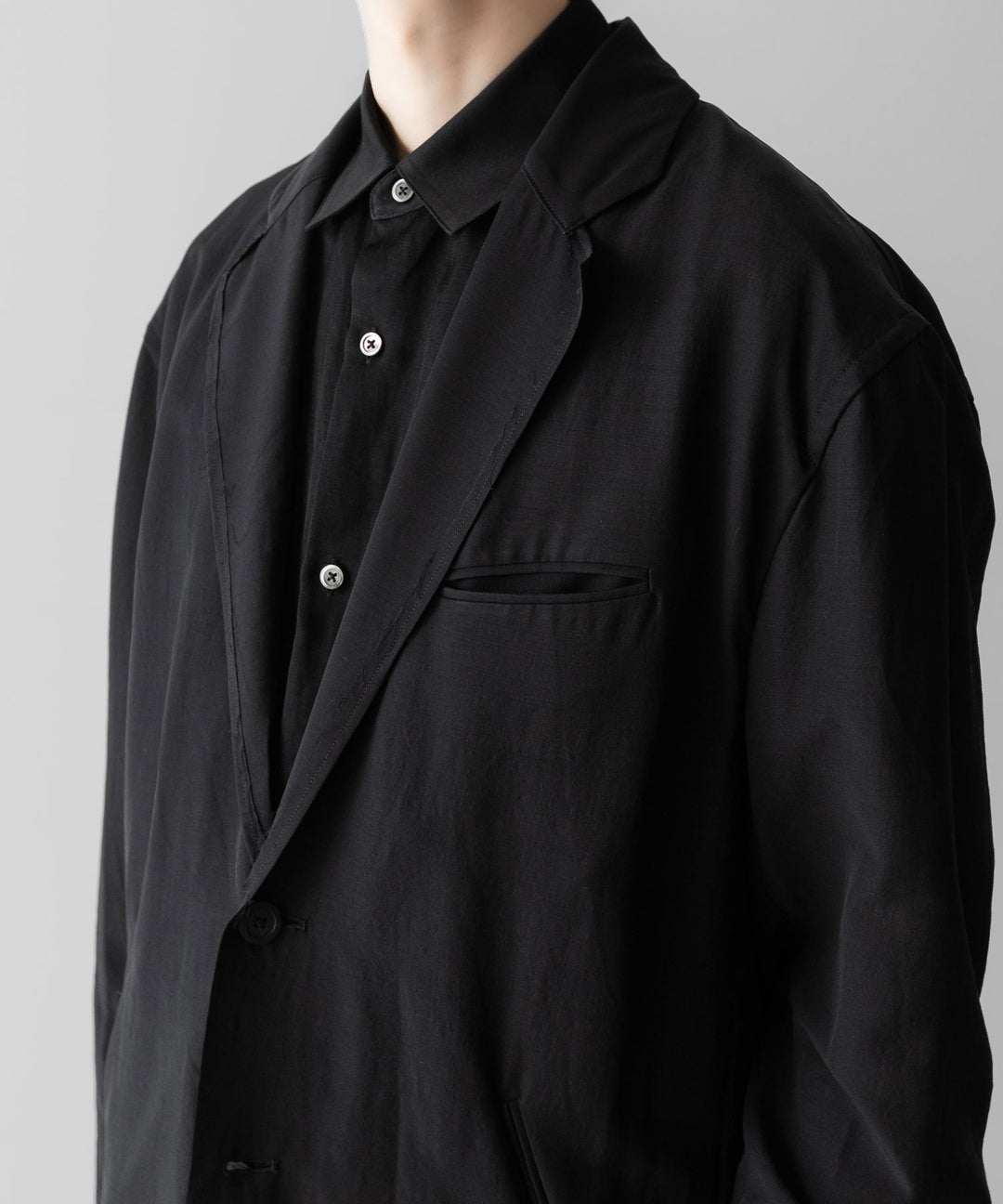 ANTHEM A アンセムエー WOOL RAYON TROPICAL BROKEN JACKETのBLACK 公式通販サイトsession福岡セレクトショップ