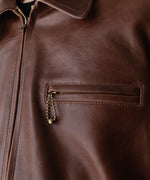 画像をギャラリービューアに読み込む, 【INTÉRIM】BROWN SHEEPSKIN REVERSIBLE LEATHER JACKET - GOLD ZIP
