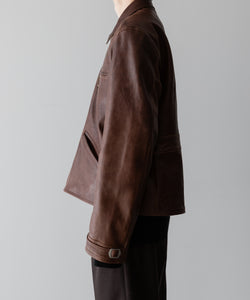 【INTÉRIM】BROWN SHEEPSKIN REVERSIBLE LEATHER JACKET - GOLD ZIP