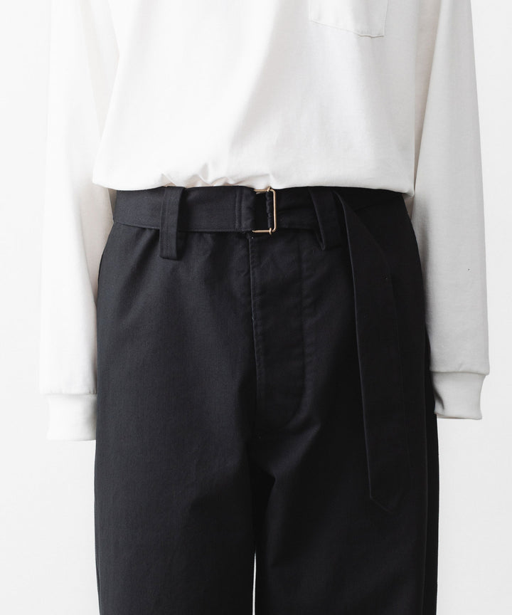 INTÉRIM インテリムのFABRIC WASHER CHINO  BELTED FRENCH ARMY MIL BAGGY TROUSERのBLACK 公式通販サイトsession福岡セレクトショップ